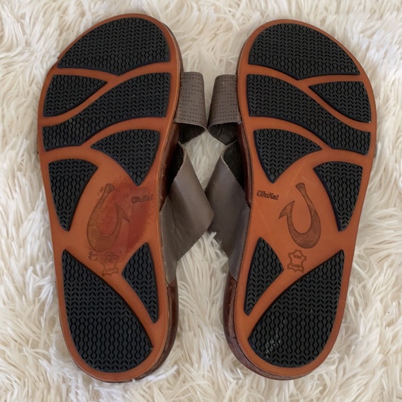Olukai Mens Punono Leather Slide